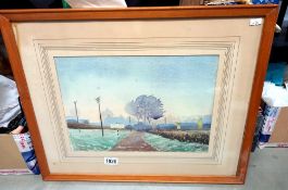 A framed and glazed watercolour of 'A morning in Navenby' by C Speed 57cm x 47cm COLLECT ONLY