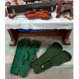 A violin in hard case with bow (Chinese copy of Stratovarius) & 2 empty violin cases COLLECT ONLY