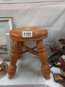 A small oak stool with turned legs COLLECT ONLY.