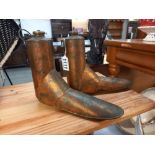 An interesting pair of early Victorian copper boot warmers c1850 for hunting or military use,