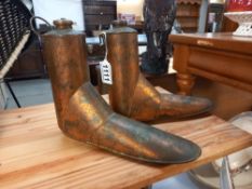 An interesting pair of early Victorian copper boot warmers c1850 for hunting or military use,
