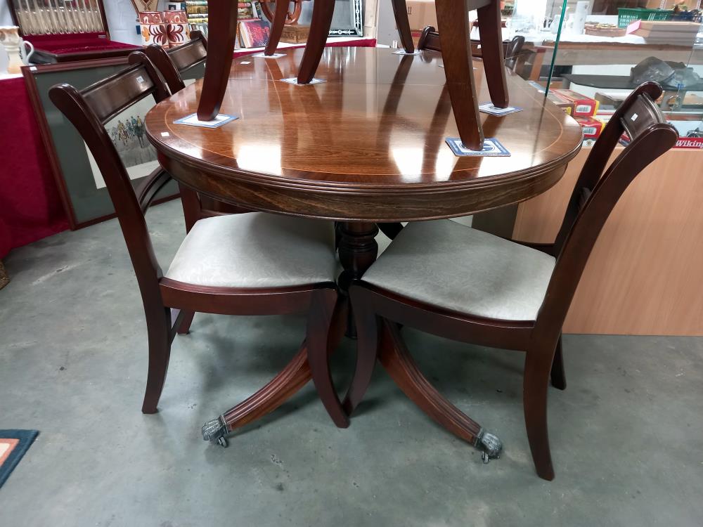 A dark wood stained oval extending table & 6 chairs COLLECT ONLY - Image 3 of 3