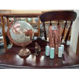 A decorative globe, ornate aromatic lamp air freshener & rabbit ornament COLLECT ONLY