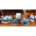 5 pieces of blue and white Delft ware