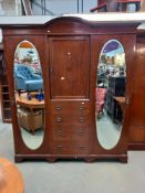 An Edwardian inlaid combination wardrobe COLLECT ONLY