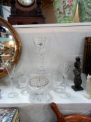 A pair of tall twisted stem glasses & crystal glass posy bowl vase etc. COLLECT ONLY