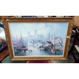 The Brayford pool & Lincoln Cathedral gilt framed print by Carmichael COLLECT ONLY