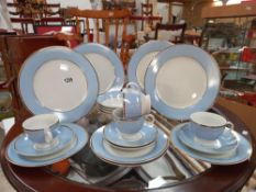 A modern blue & white with gilt lining Doulton dinner set COLLECT ONLY