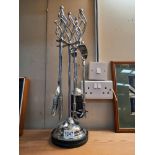 A chrome plated companion set fire tools COLLECT ONLY