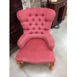 A Deep Button pink Draylon nursing chair COLLECT ONLY.
