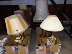 4 vintage table lamps with shades COLLECT ONLY