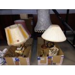 4 vintage table lamps with shades COLLECT ONLY