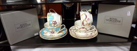 2 boxed Royal Worcester sets of 2 cups and saucers