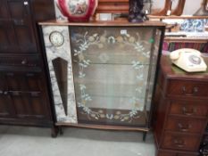 A retro 1950's display cabinet with integral working Smiths clock COLLECT ONLY