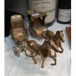 2 brass horse & carriages COLLECT ONLY