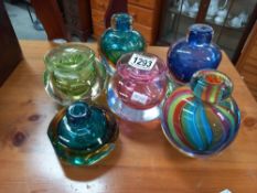 6 art glass spill vases COLLECT ONLY