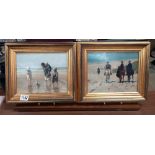 2 reproduction oleographs for Rijks Museum, Amsterdam of morning ride on beach by Anton Mauve &