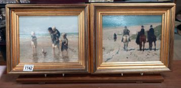 2 reproduction oleographs for Rijks Museum, Amsterdam of morning ride on beach by Anton Mauve &