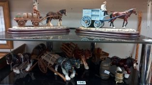 A Leonardo shire horse & Dray & horse & milk float plus a quantity of other horses & carts etc.