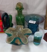 A Mdina glass bowl & other art glass COLLECT ONLY