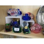 A quantity of studio glass including inkwells.