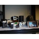 A mixed lot of vintage camera's including Kodak, Praktica etc.,