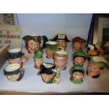 A mixed lot of character jugs including Royal Doulton and Beswick.