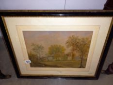 A framed and glazed watercolour rural scene, COLLECT ONLY.