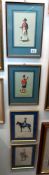 A set of four framed and glazed military uniform prints, COLLECT ONLY.