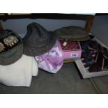 A mixed lot of hats, scarves, neck ties etc.,