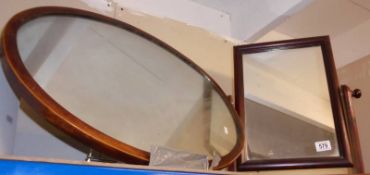 An oval inlaid mirror and a toilet mirror, COLLECT ONLY.