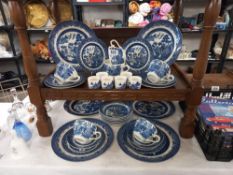 A 36 piece Churchill blue and white dinner set