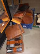 A mixed lot of gent's travelling sets and other leather items.