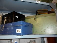 Four old metal cash boxes. COLLECT ONLY.