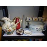 A mixed lot of ceramics including Chamber pot, large jug, plant pots etc., COLLECT ONLY.