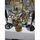 A mixed lot including candle holders.