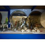 A mixed lot of silver plate including trays, COLLECT ONLY.