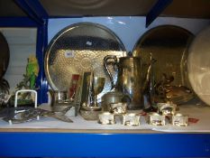 A mixed lot of silver plate including trays, COLLECT ONLY.