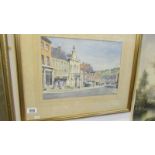 A framed and glazed watercolour street scene, COLLECT ONLY.