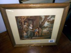 A framed and glazed print entitled 'Going to School' by Charles Turner after Maria Spilsbury.