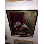 A framed and glazed signed floral display. COLLECT ONLY.