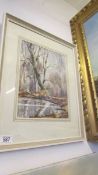 A framed and glazed signed watercolour, COLLECT ONLY.