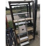 Two assembled metal shelves and two step ladders, COLLECT ONLY.