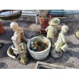 Four garden ornaments, COLLECT ONLY.