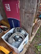 1970'S hubcaps and new boxed hand controls, COLLECT ONLY.