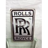 A metal Rolls Royce sign, 30.5 x 45.5 cm, COLLECT ONLY.