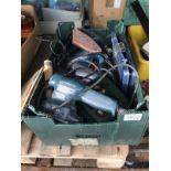 A box of electric saws, sanders, sockets etc., COLLECT ONLY.