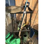 A metal stand and garden/workshop items, COLLECT ONLY.