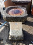A weathered bird bath, 65 x 35 cm, COLLECT ONLY.
