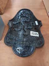 A cast iron Bamford lion horse rake plaque COLLECT ONLY